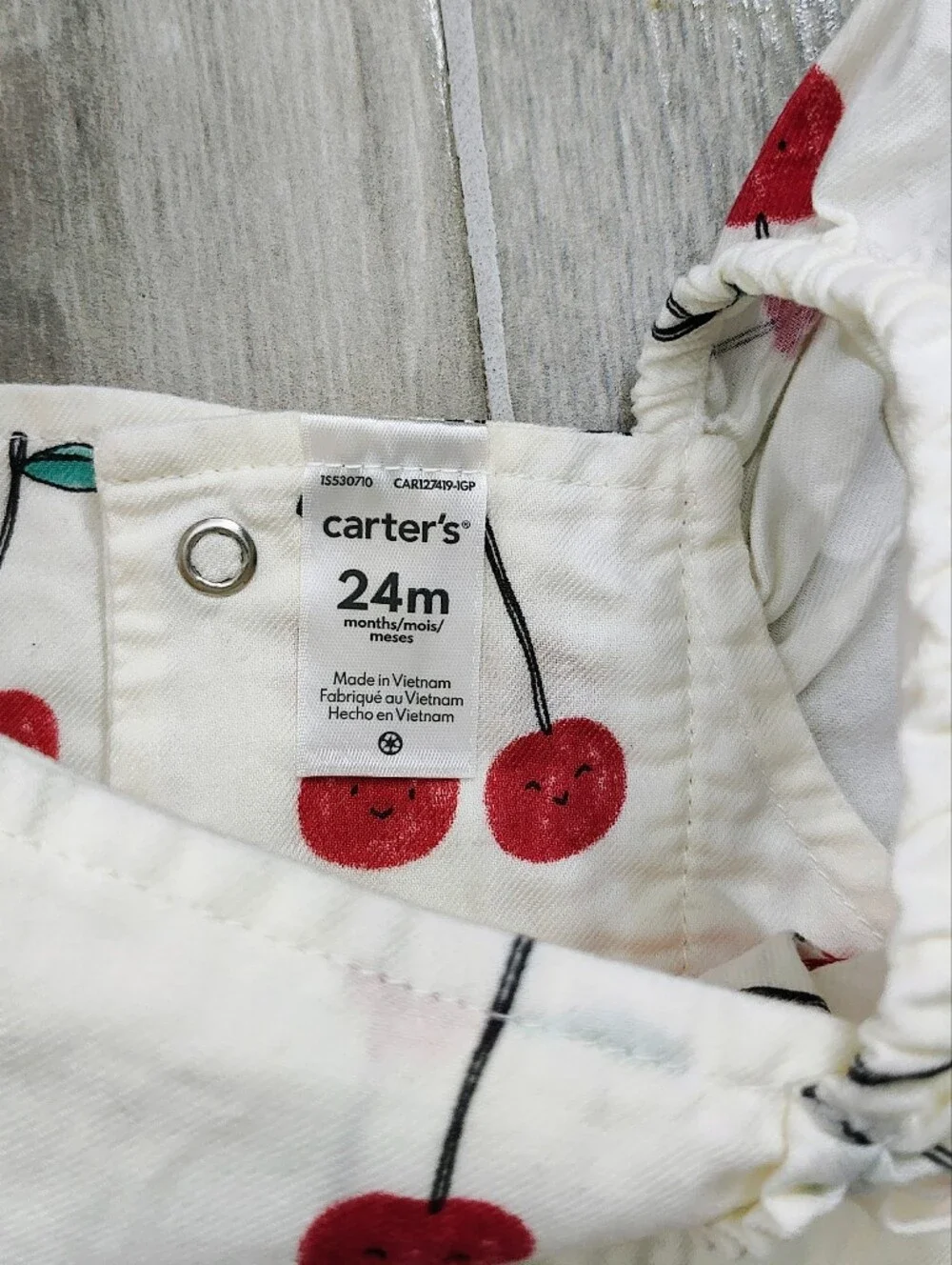 Carter's Cream Romper with Red Cherry Print